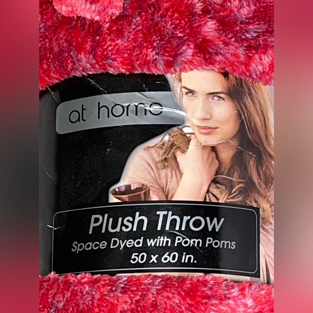 NWT Plush Throw with Pom Poms OS - Picture 2 of 3